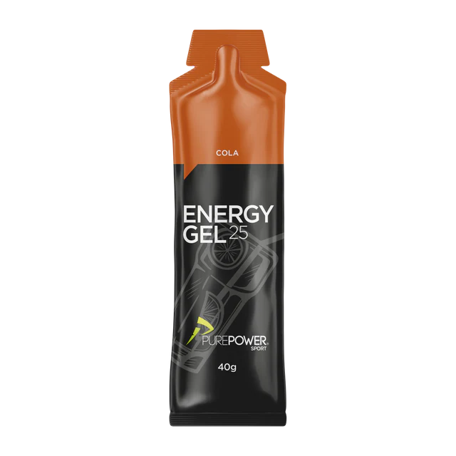 PurePower energigel med colasmag og koffein – ny emballage med mørke farver