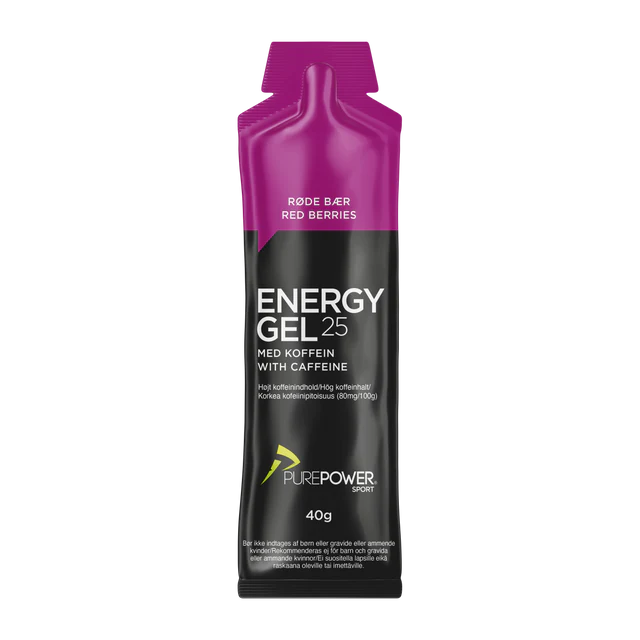 PurePower energigel med koffein – smag af røde bær, ny emballage