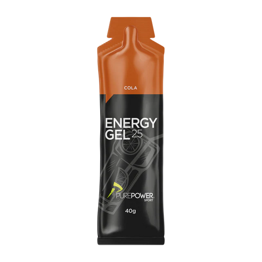 PurePower energigel med colasmag og koffein – ny emballage med mørke farver