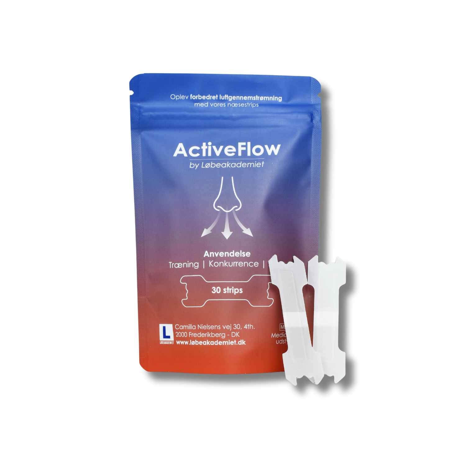 En pose næsestrips til forskellige sportsgrene til at optimere luftgennemstrømningen under træning